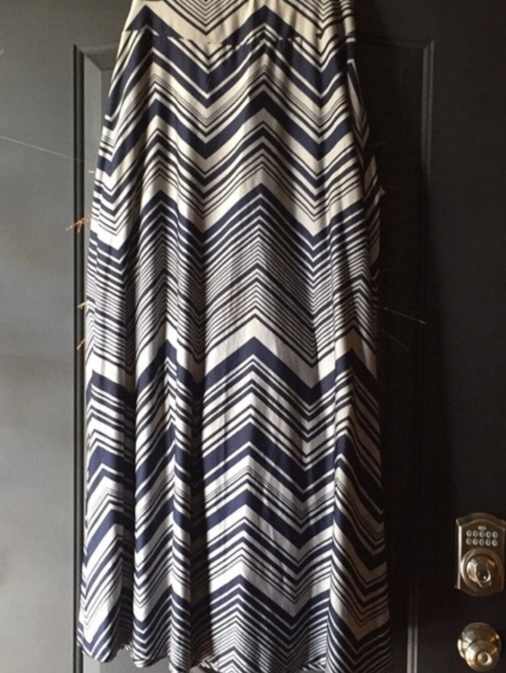Chevron Maxi Skirt in Navy and Gray